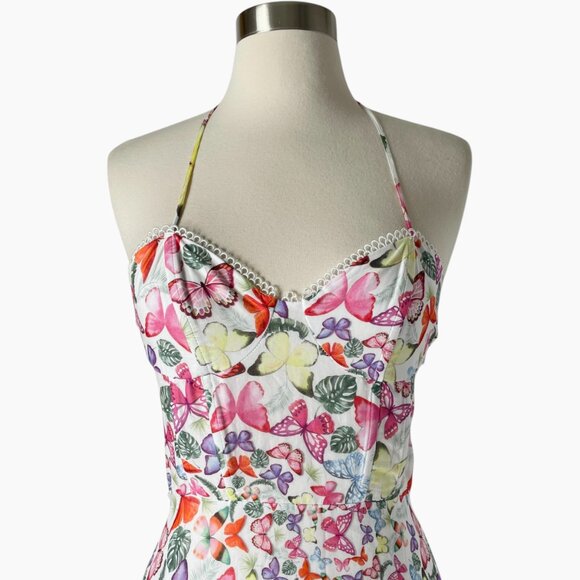 Charo Ruiz Danny Dress XS White Borbo Butterfly Halter Maxi Dress - Picture 3 of 8